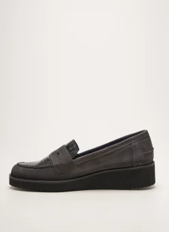 Mocassins Pinto Di Blu Gris Talon De 4 À 6cm