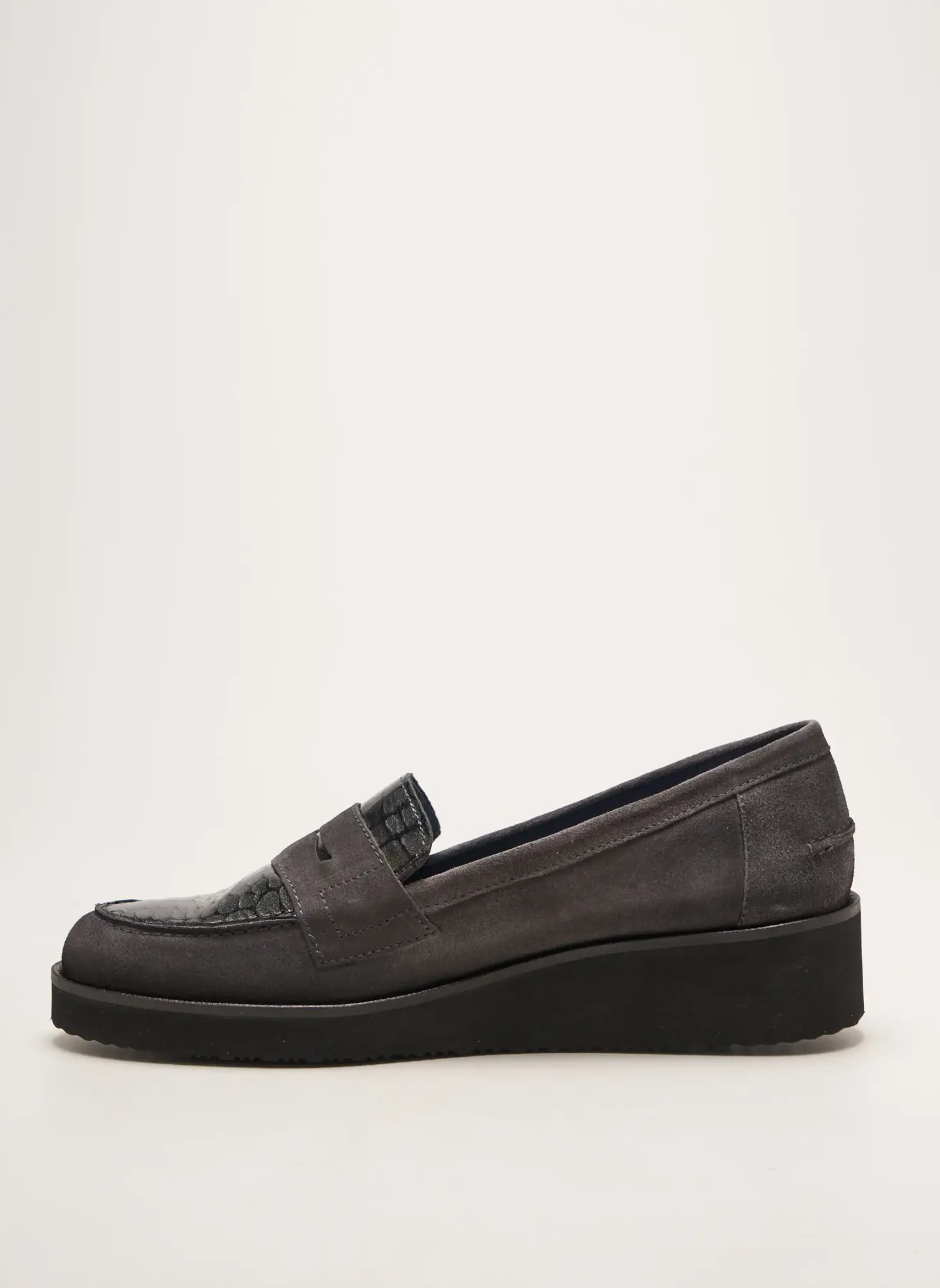 Mocassins Pinto Di Blu Gris Talon De 4 À 6cm
