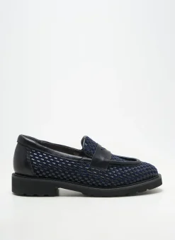 Mocassins Softwaves Bleu Talon Plat Jusqu'à 3cm