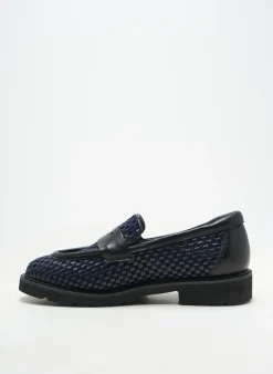 Mocassins Softwaves Bleu Talon Plat Jusqu'à 3cm