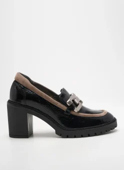 Mocassins Softwaves Noir Talon De 7 À 9cm