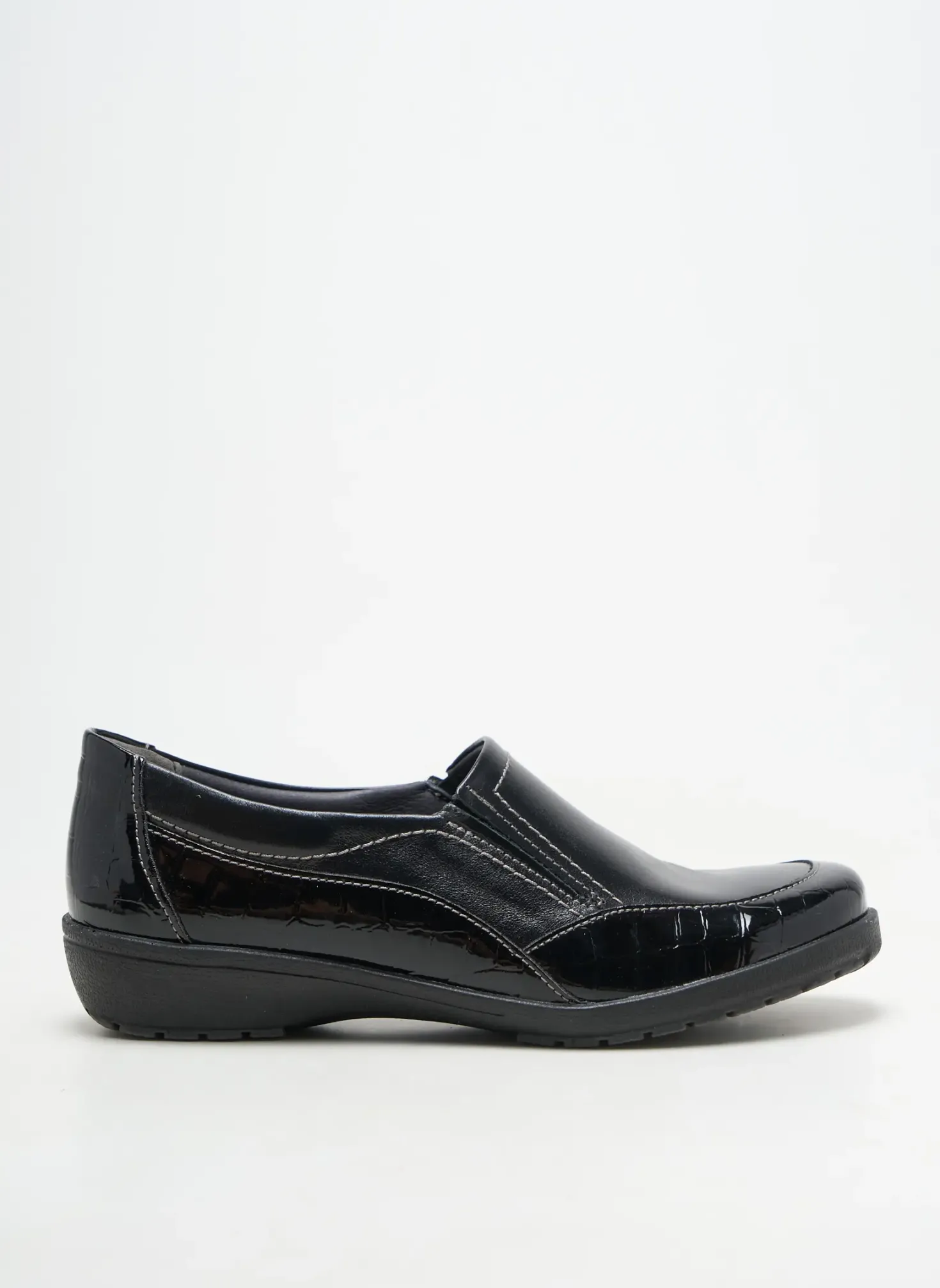 Mocassins Suave Noir Talon Plat Jusqu'à 3cm