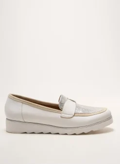 Mocassins Sweet Blanc Talon Plat Jusqu'à 3cm