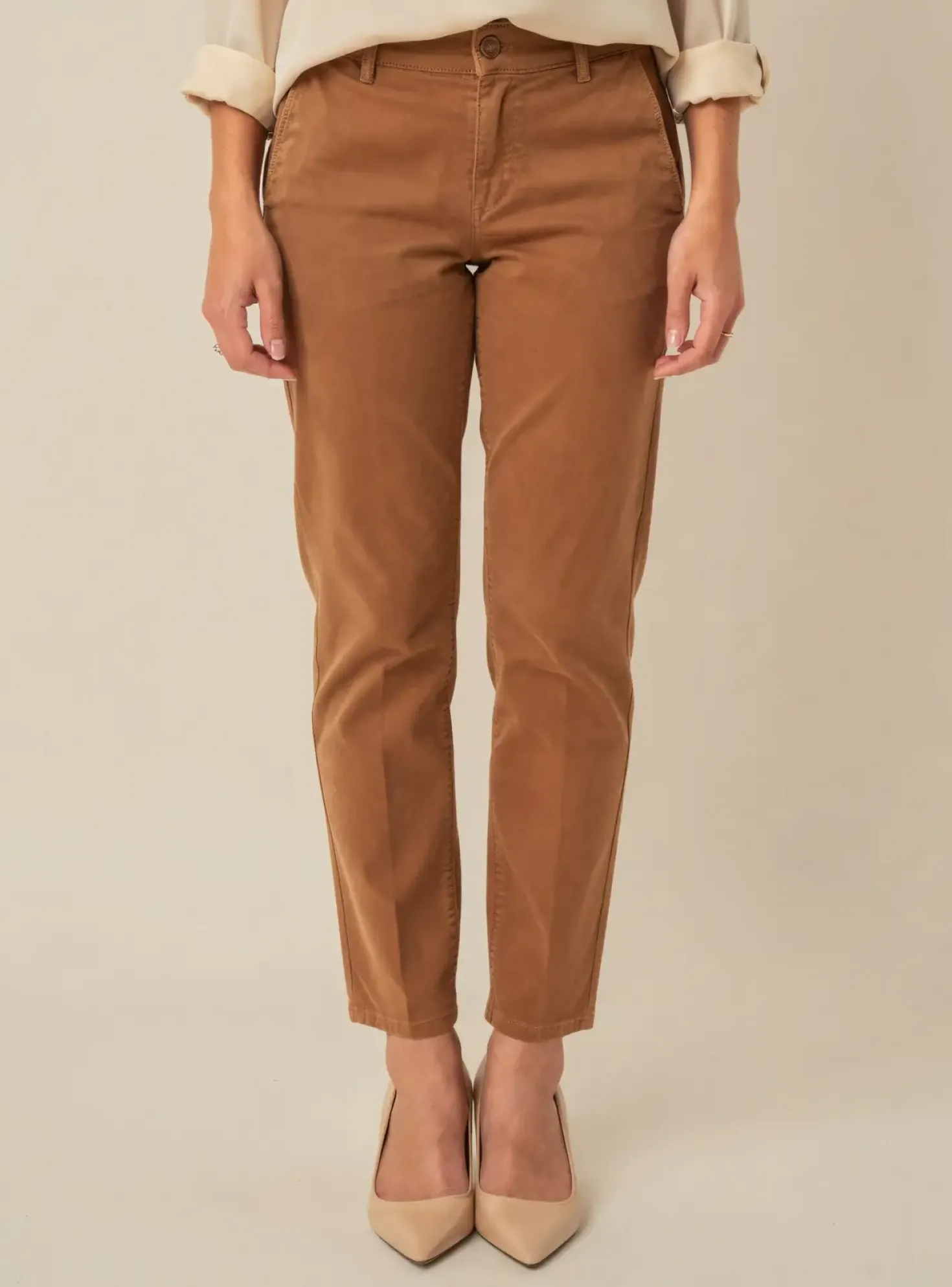 Pantalon Chino Happy Marron Taille Normale