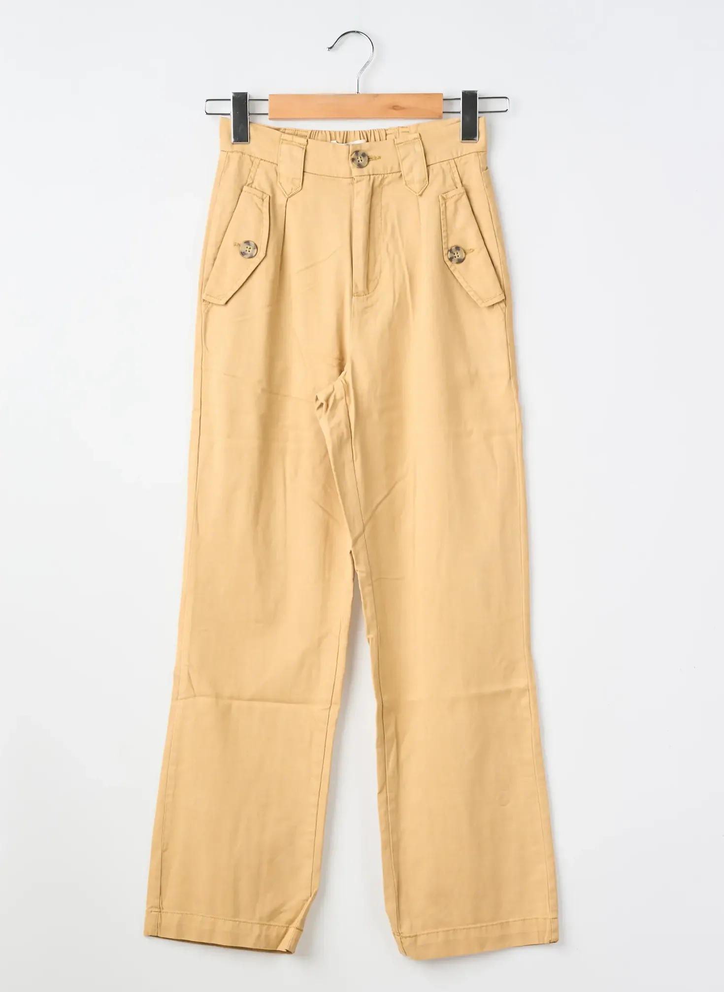 Pantalon Droit Garcia Beige Taille Élastique