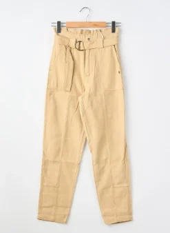 Pantalon Droit Garcia Beige Taille Élastique