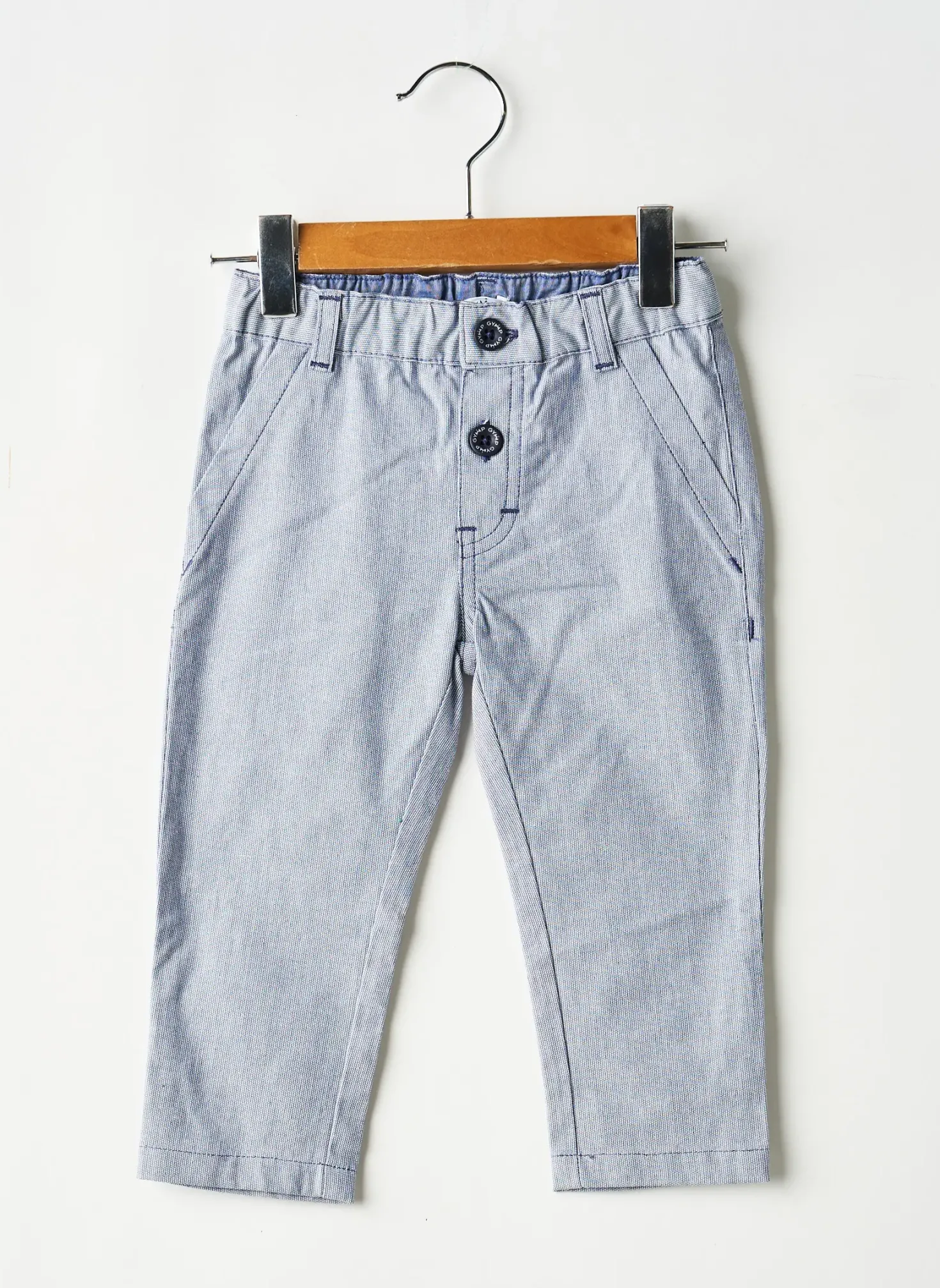 Pantalon Droit Gymp Bleu Taille Élastique