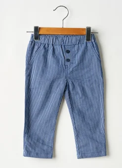 Pantalon Droit Gymp Bleu Taille Élastique