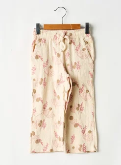 Pantalon Droit Levv Label Beige Taille Élastique