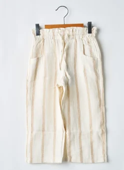 Pantalon Droit Levv Label Beige Taille Élastique