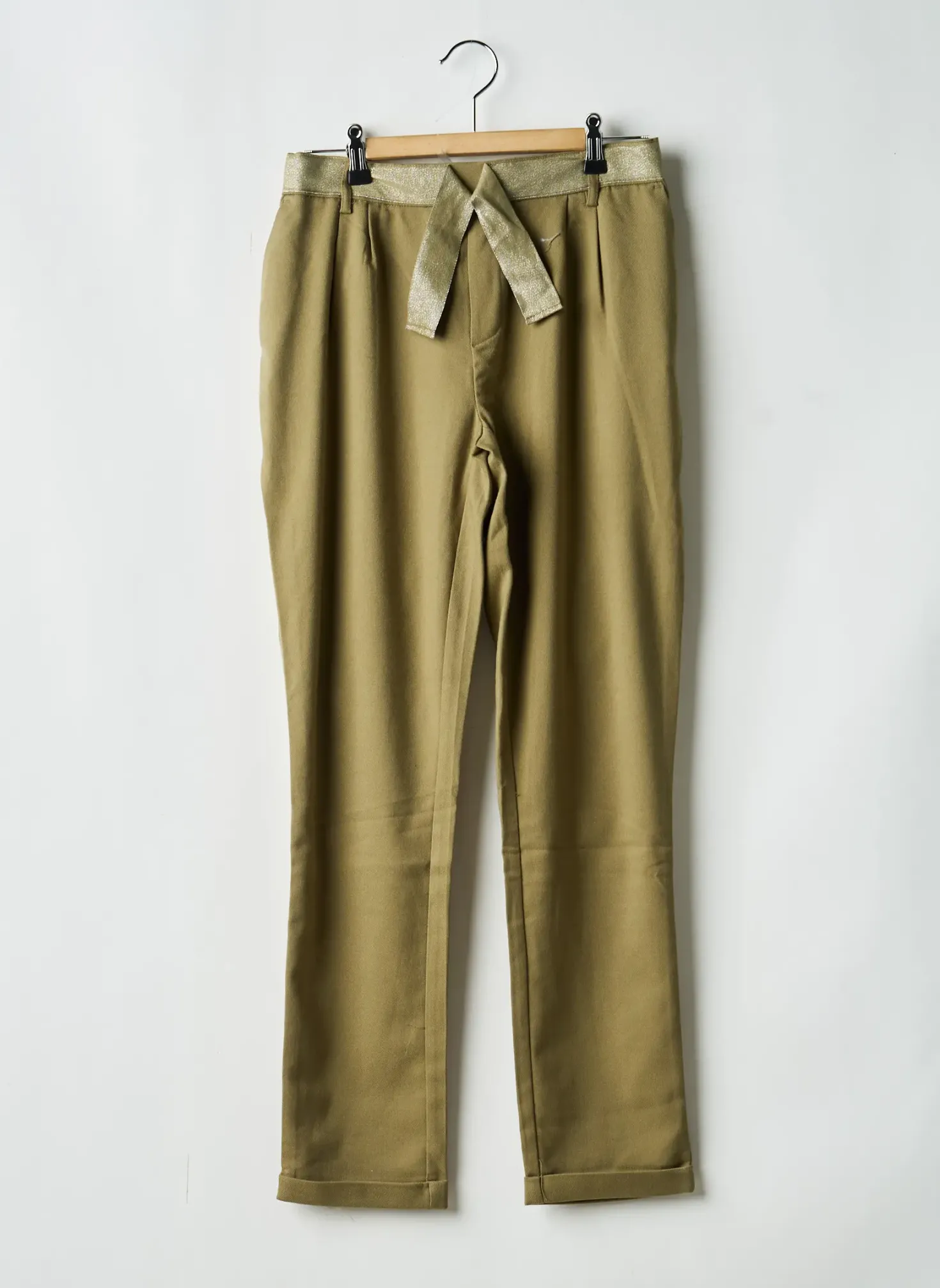 Pantalon Droit Only Vert Taille À Pinces