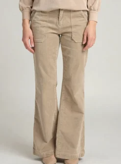 Pantalon Flare Acquaverde Beige Taille Normale
