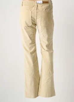 Pantalon Flare F.a.m. Beige Taille Haute