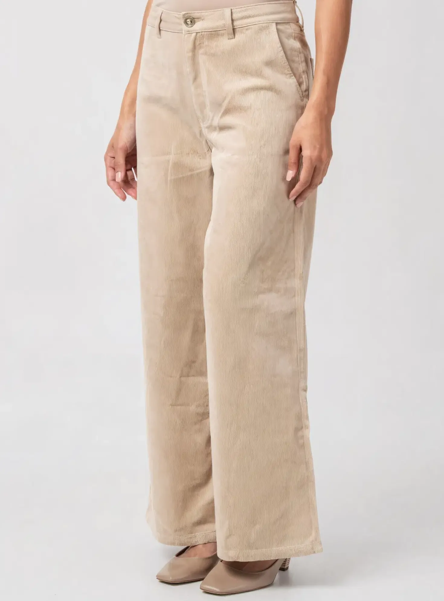 Pantalon Flare Garcia Beige Taille Normale