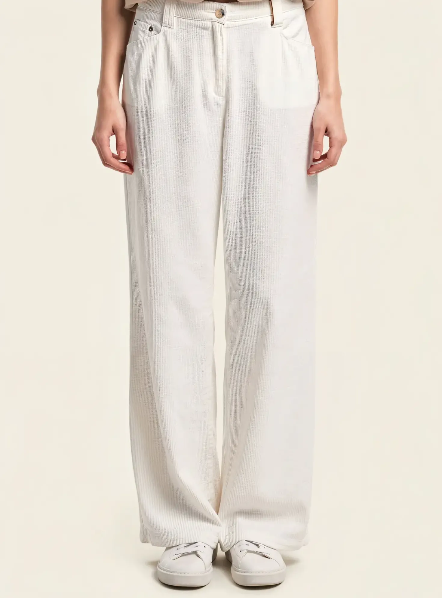 Pantalon Large Couturist Blanc Taille Normale