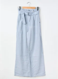 Pantalon Large Garcia Bleu Taille À Pinces