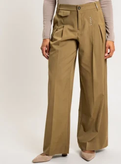 Pantalon Large High Marron Taille Haute