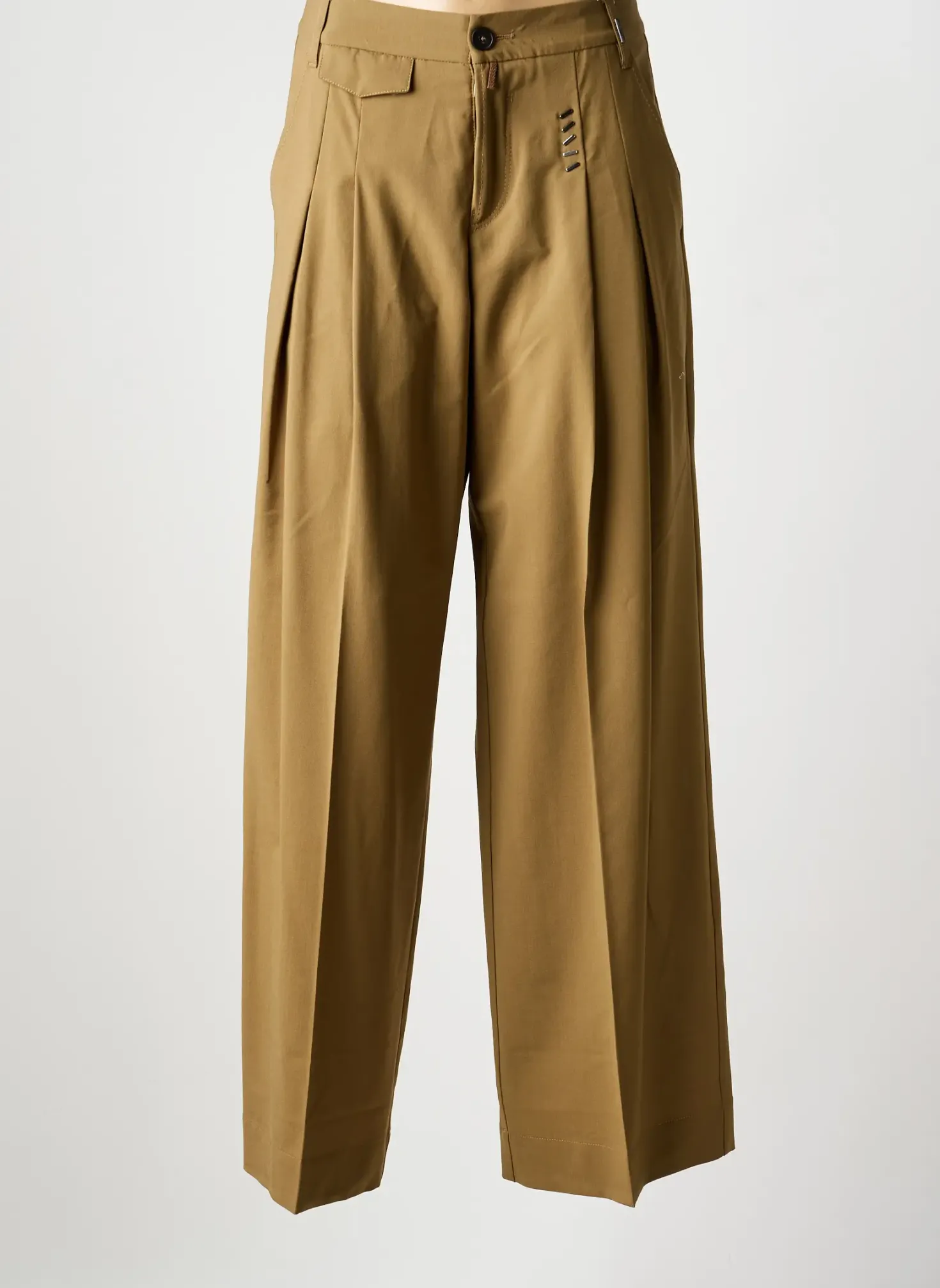 Pantalon Large High Marron Taille Haute