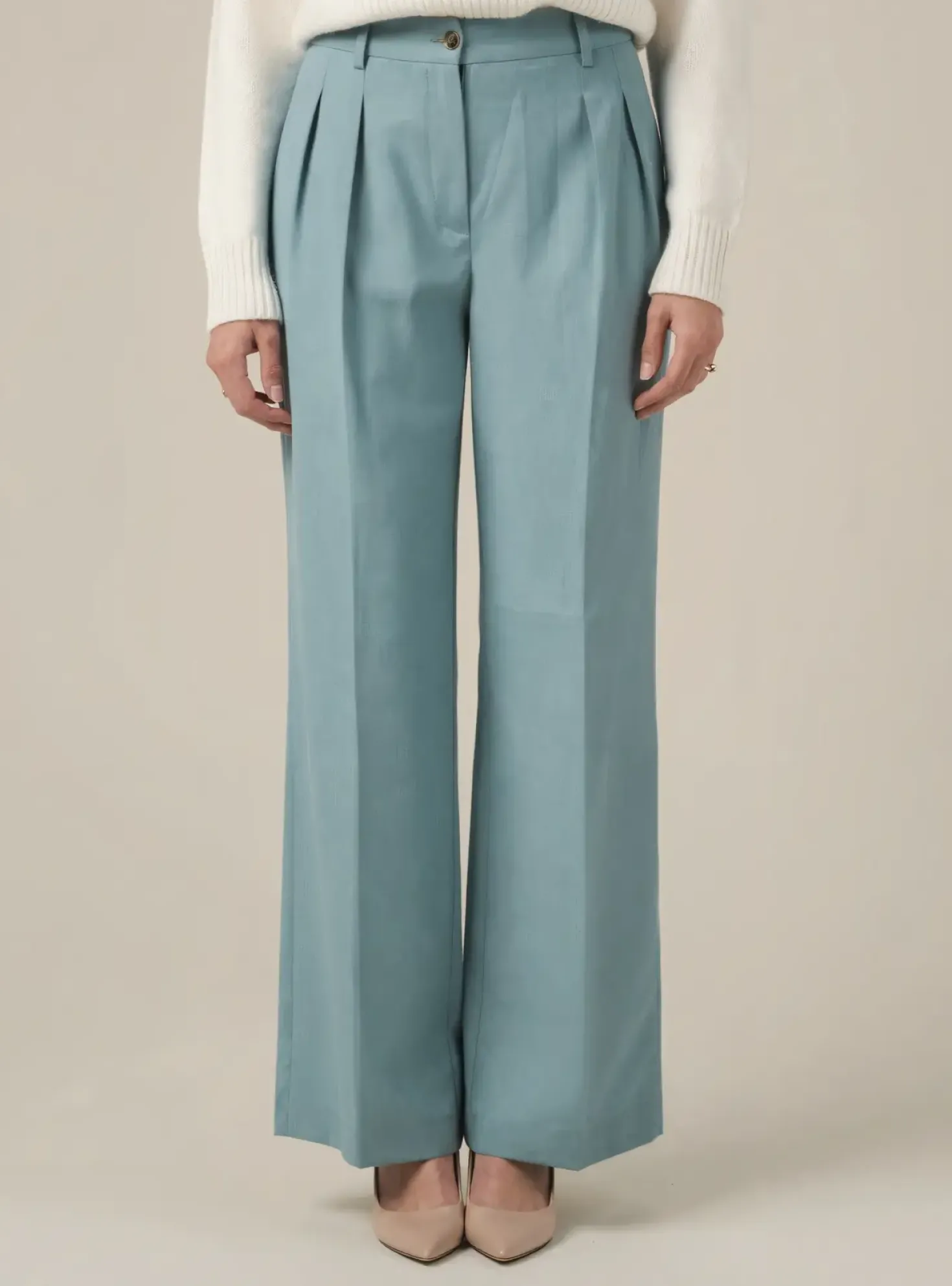 Pantalon Large Loulou Studio Bleu Taille Haute