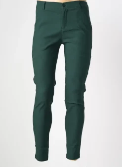 Pantalon Slim Frilivin Vert Taille Normale