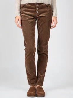 Pantalon Slim Karostar Marron Taille Normale