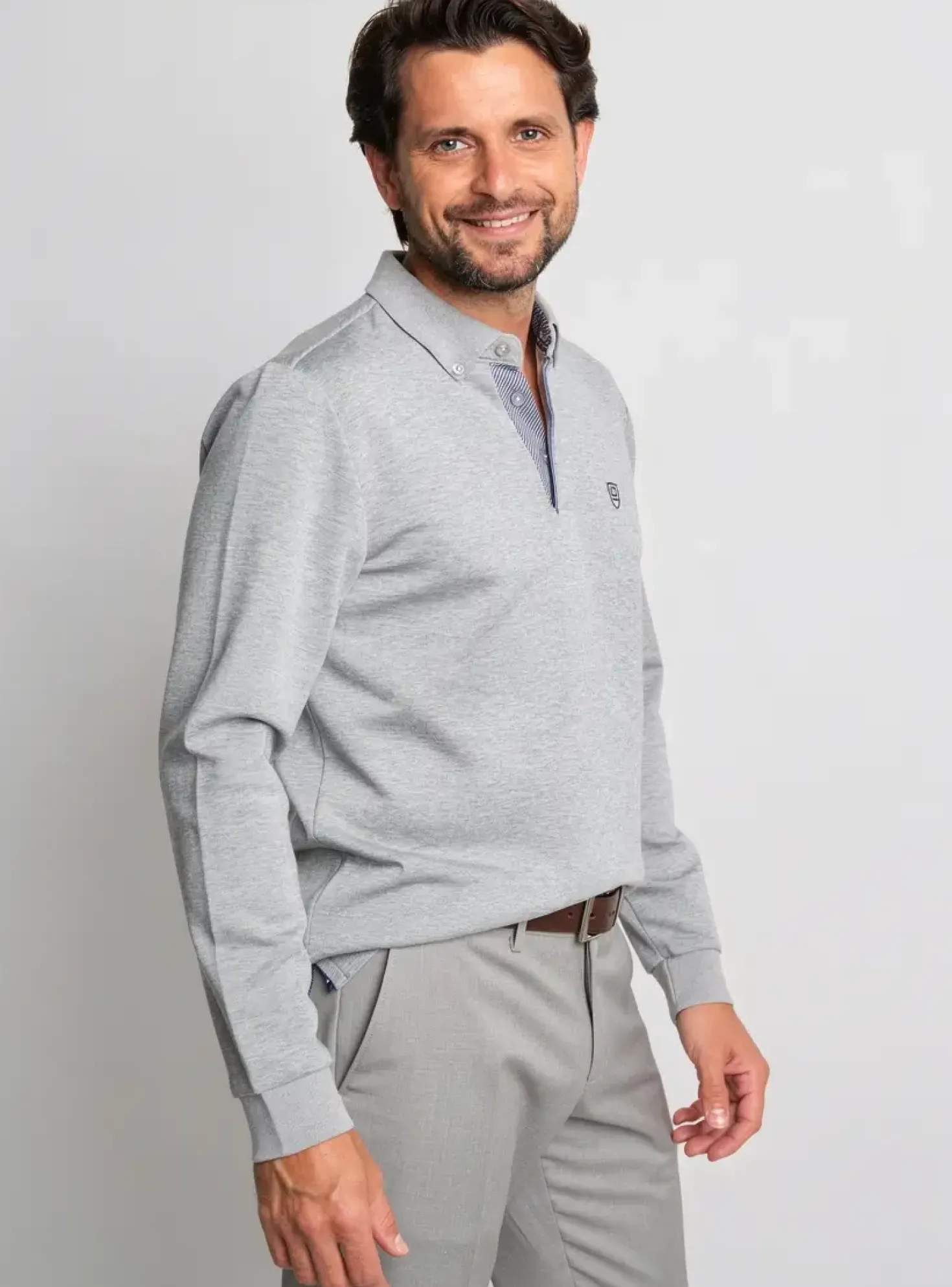 Polo Cambridge Gris Manches Longues