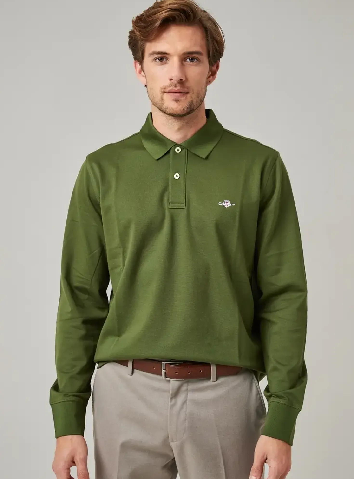 Polo Gant Vert Manches Longues