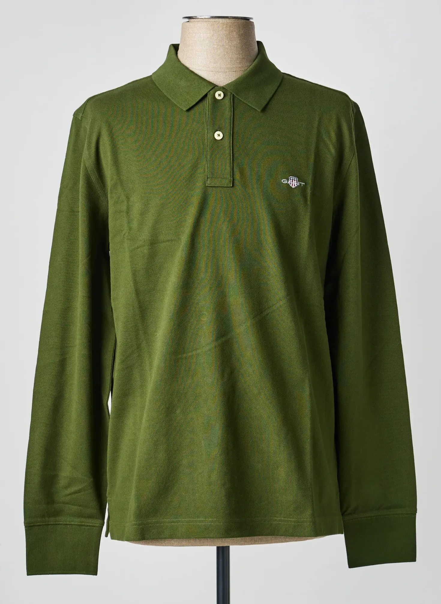 Polo Gant Vert Manches Longues