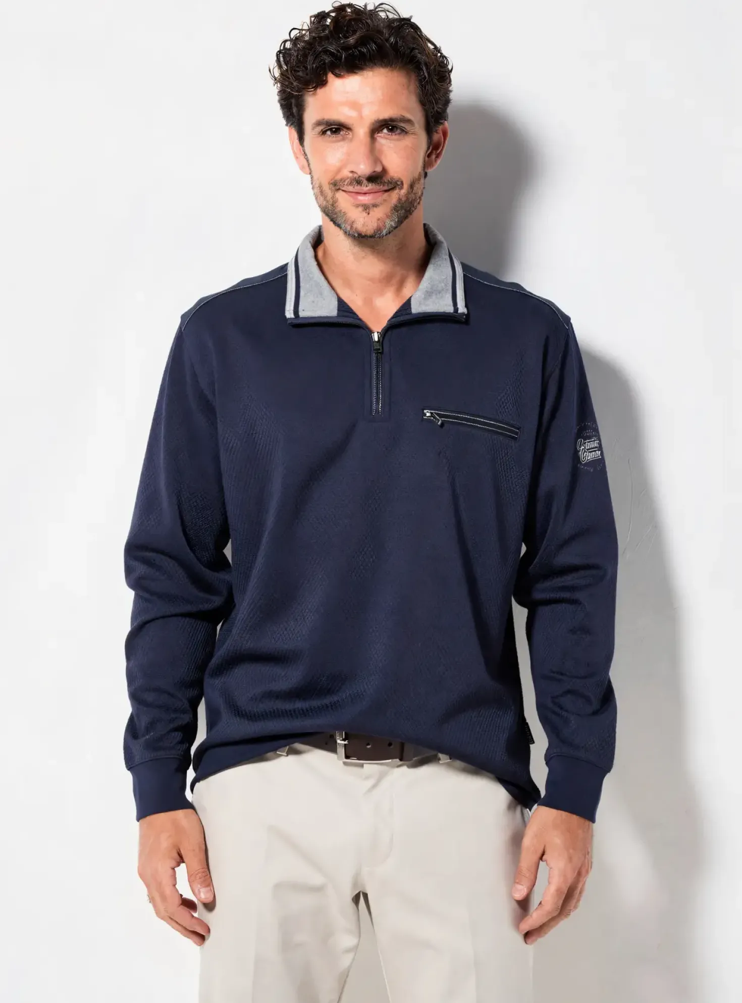 Polo Hajo Bleu Manches Longues