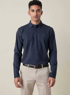 Polo Mustang Bleu Manches Longues