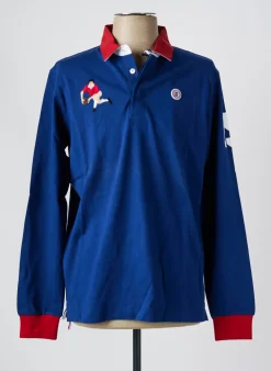 Polo Serge Blanco Bleu Manches Longues