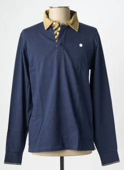 Polo Serge Blanco Bleu Manches Longues