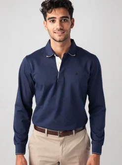 Polo Serge Blanco Bleu Manches Longues