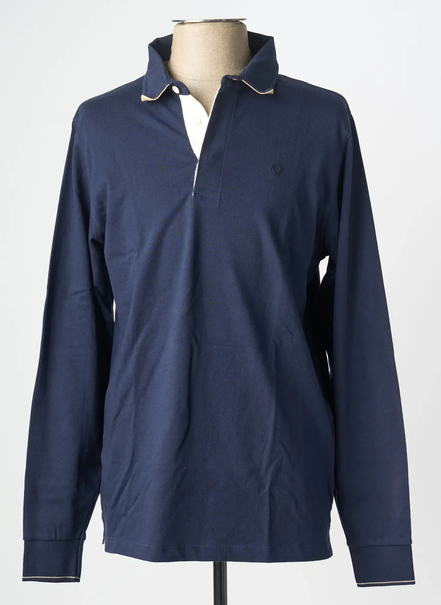 Polo Serge Blanco Bleu Manches Longues