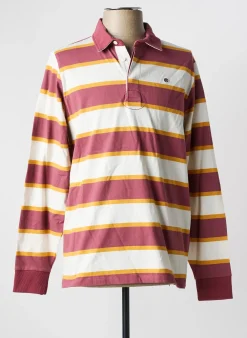 Polo Serge Blanco Rouge Manches Longues