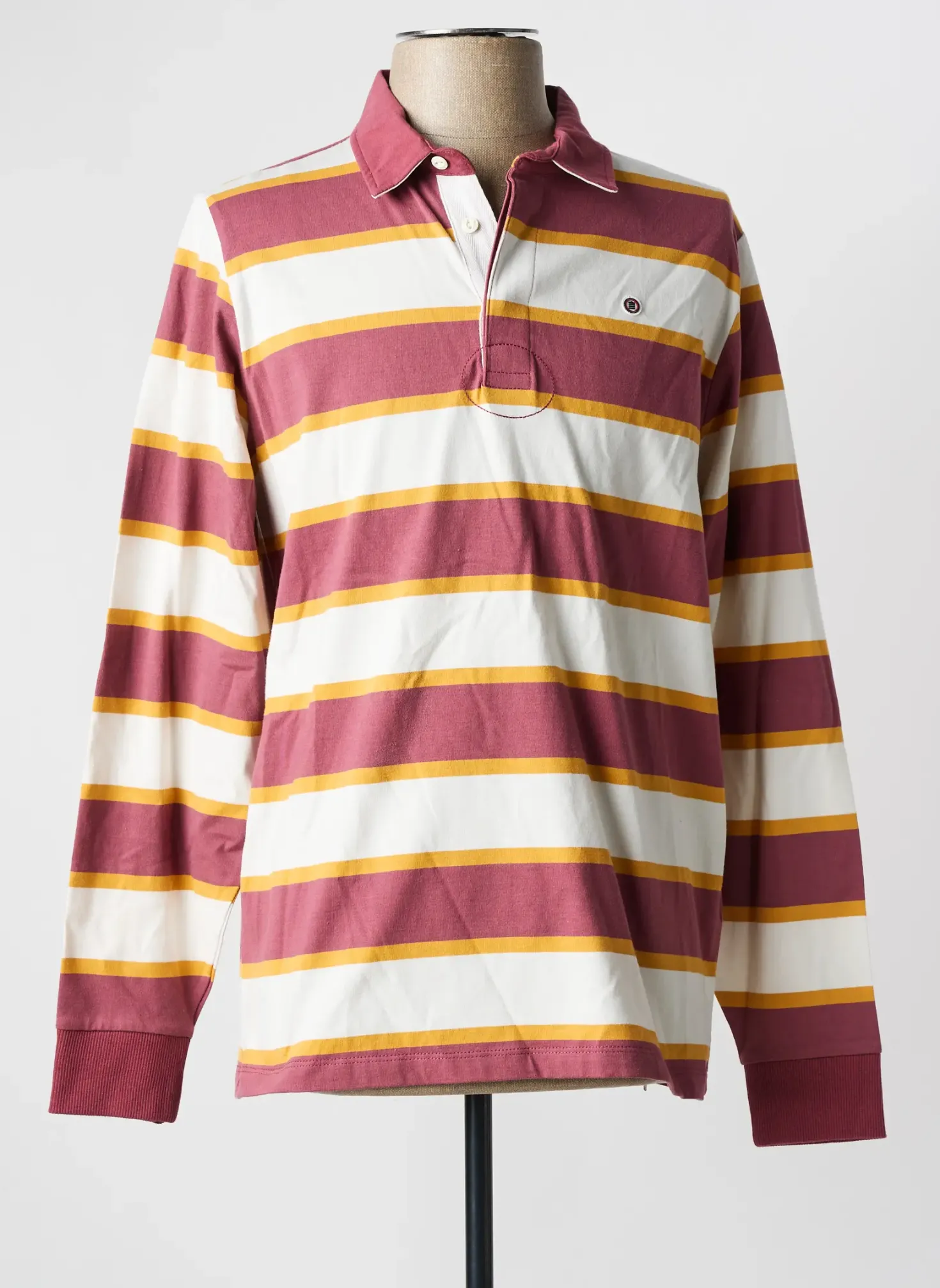 Polo Serge Blanco Rouge Manches Longues