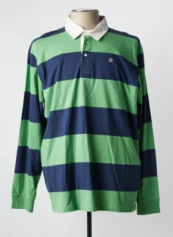 Polo Serge Blanco Vert Manches Longues