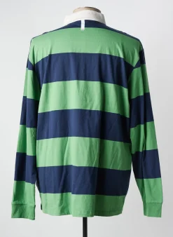 Polo Serge Blanco Vert Manches Longues