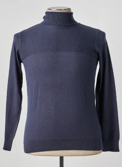 Pull Col Roulé Tbs Bleu Manches Longues