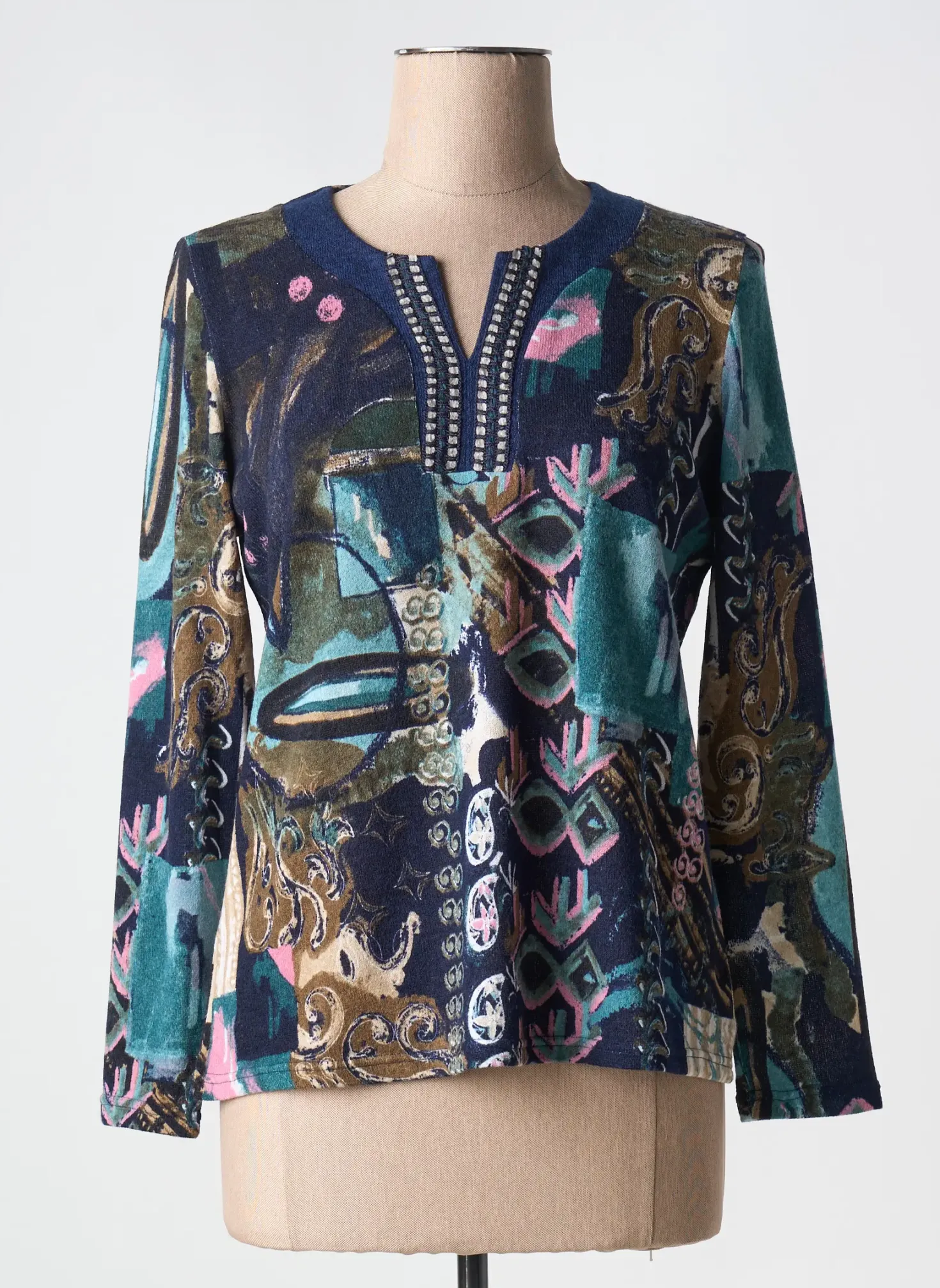 Pull Gevana Bleu Manches Longues