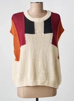 Pull La Fee Maraboutee Beige Manches Courtes