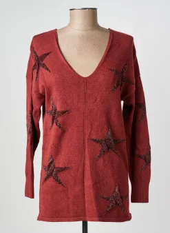 Pull Lauren Vidal Orange Manches Longues