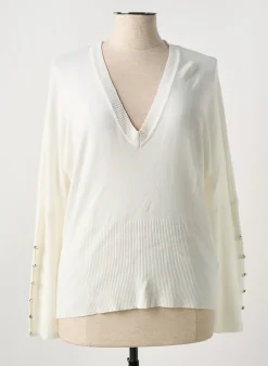 Pull Marble Blanc Manches Longues