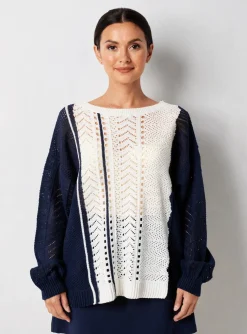 Pull Marina V Bleu Manches Longues