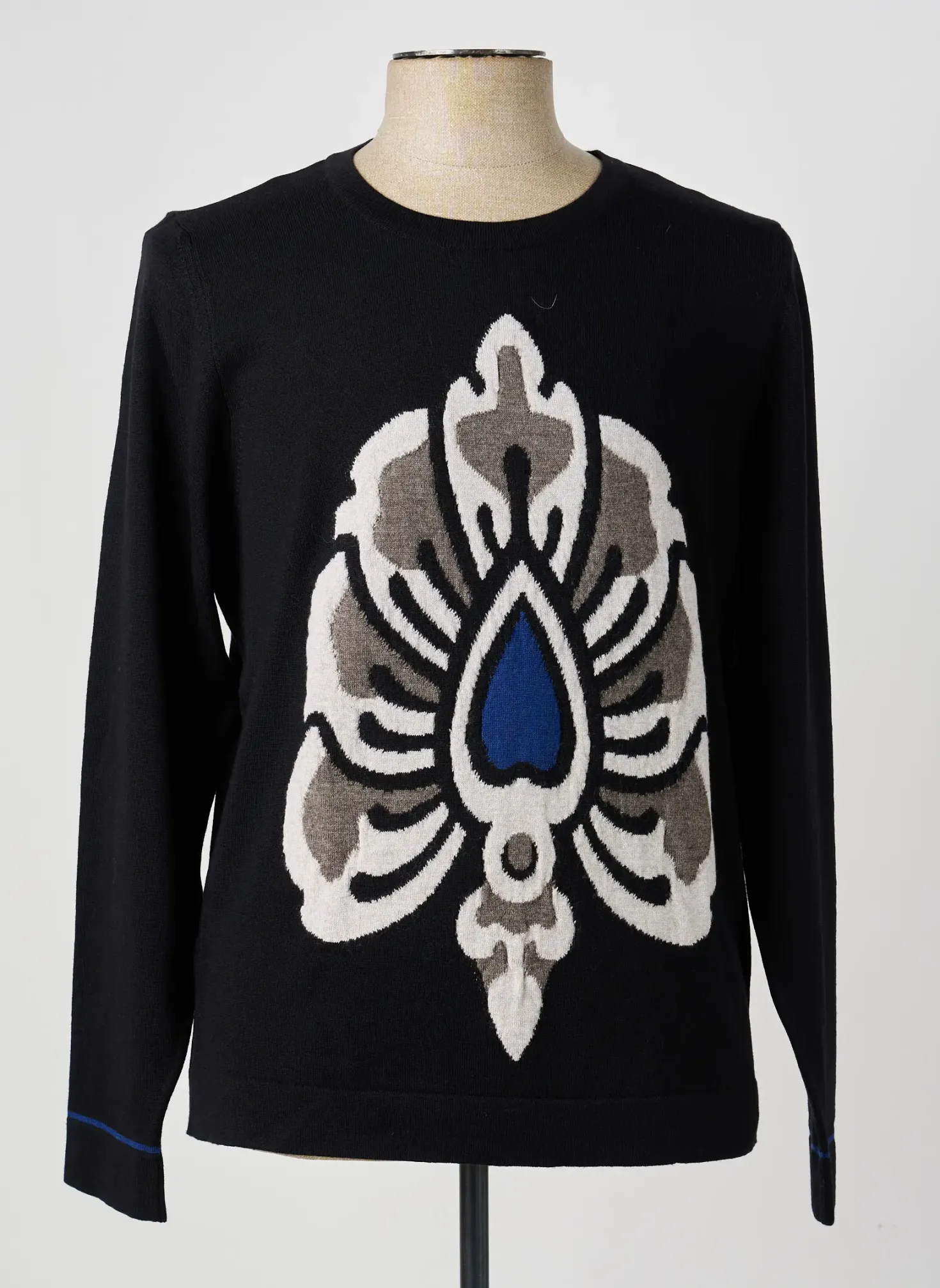 Pull Pierre Talamon Noir Manches Longues