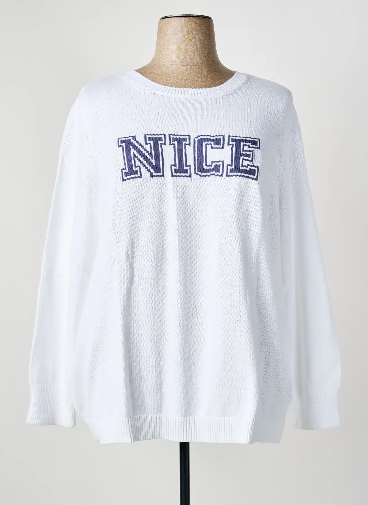 Pull Sheego Blanc Manches Longues