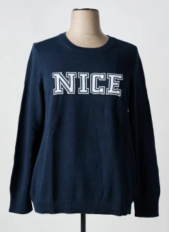Pull Sheego Bleu Fonce Manches Longues
