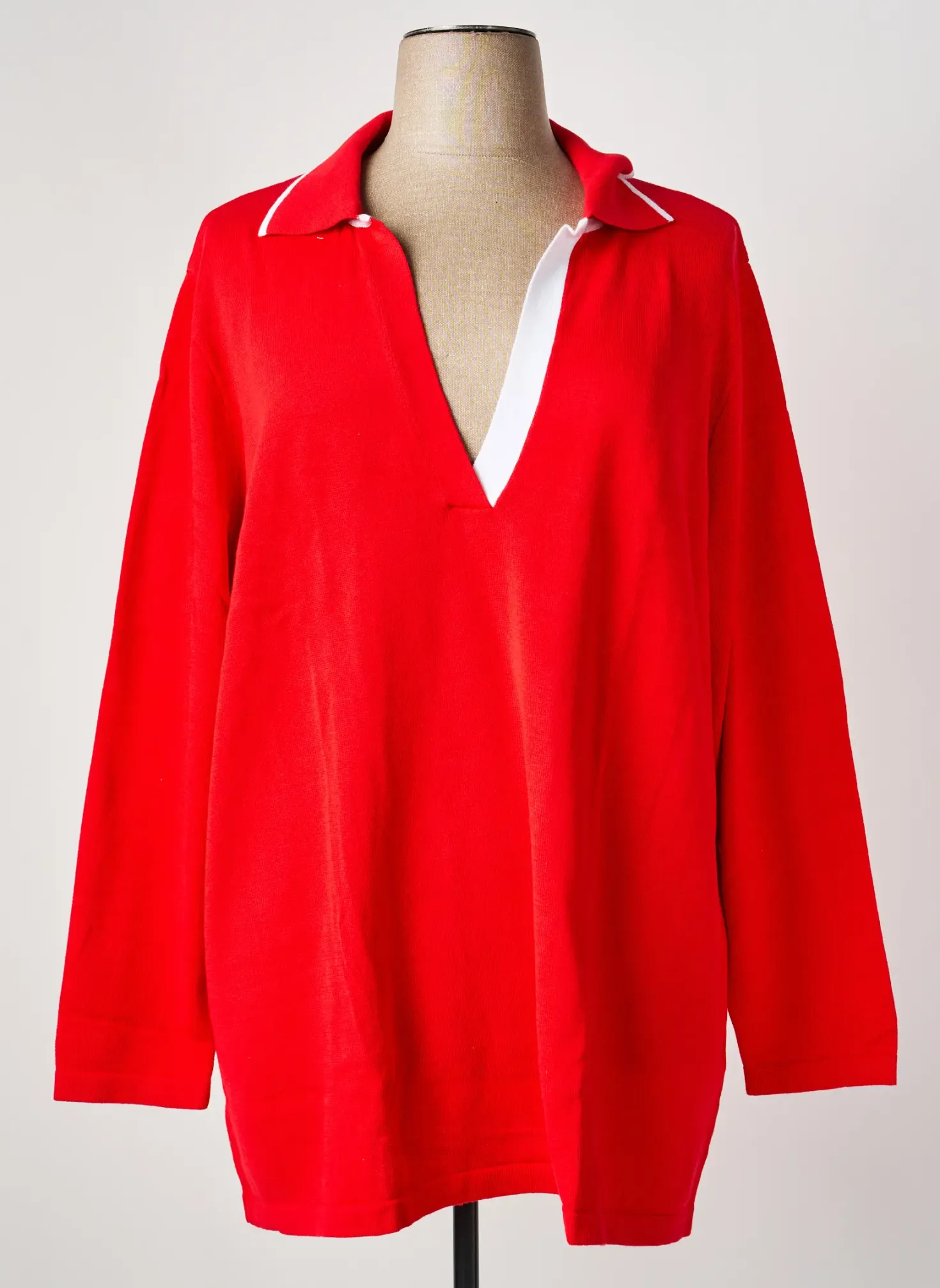 Pull Sheego Rouge Manches Longues