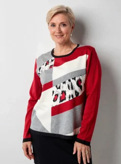 Pull Soie Pour Soi Rouge Manches Longues
