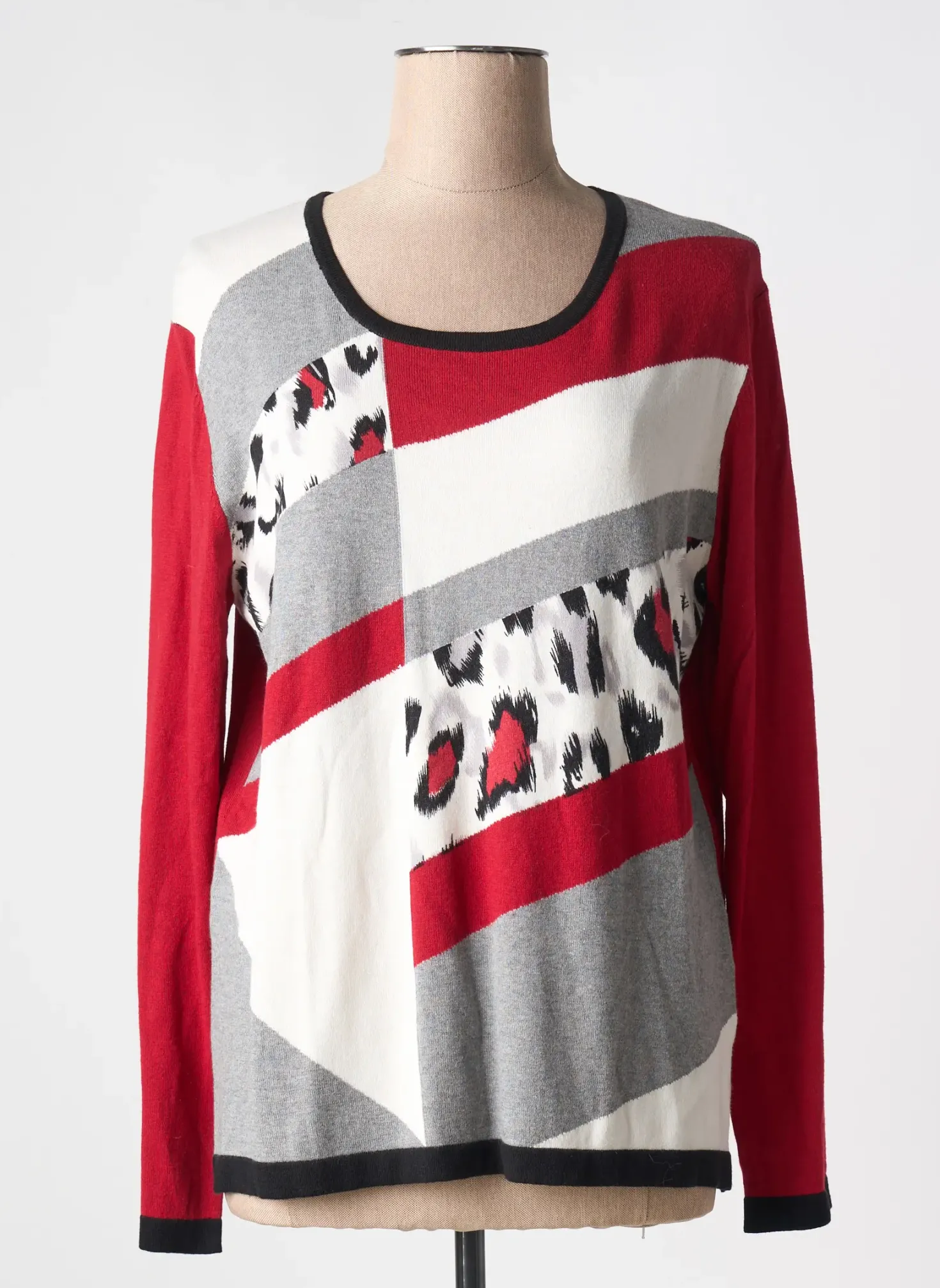 Pull Soie Pour Soi Rouge Manches Longues